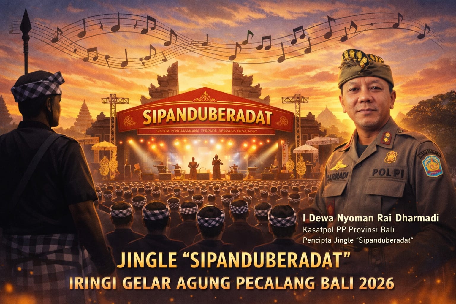 Gelar Agung Pecalang Bali 2026 Diwarnai Peluncuran Jingel “Sipanduberadat” Karya Rai Dharmadi Satpol PP Bali