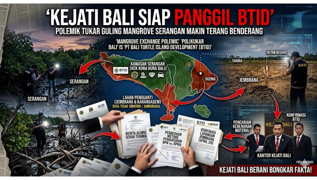 Kejati Bali Siap Panggil BTID, Polemik Tukar Guling Mangrove Serangan Makin Terang Benderang