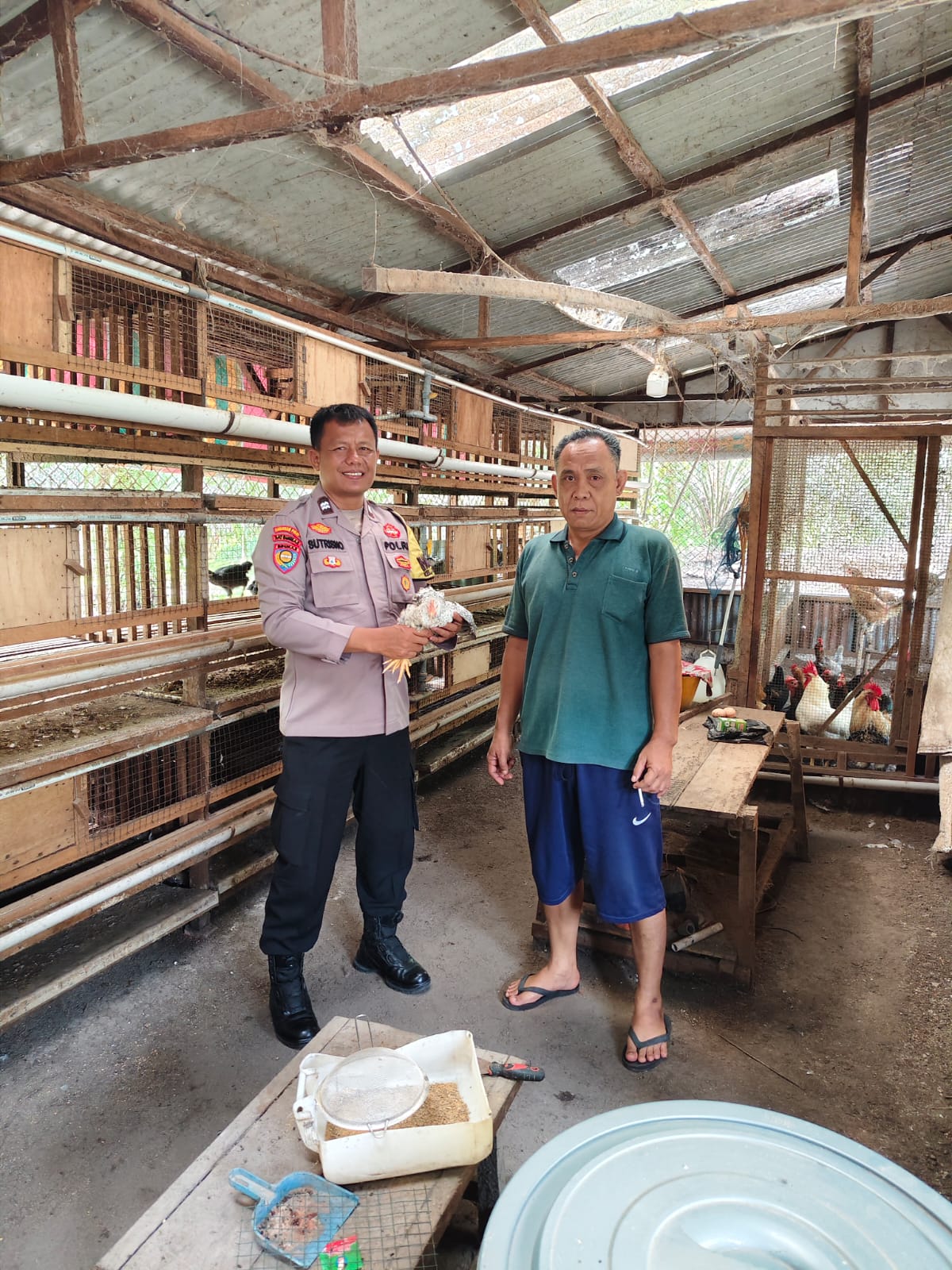 Bhabinkamtibmas Bukit Timah Pengecekan Pada Peternakan Ayam Di BTN  Taman Mitra Bersama Pengusaha