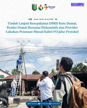 Jajaran Kominfo Bersama Jajaran Penata Estetika Kota Dumai Dan Beberapa Provider Laksanakan Aksi Nyata Perapihan Kabel Fiber Optic