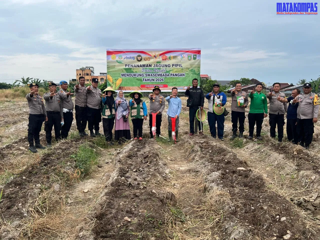 Polres Dumai Dukung Ketahanan Pangan, Polsek Dumai Kota Tanam Jagung Pipil di Lahan Seluas 1 Hektar