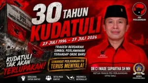 30 Tahun Kudatuli, Ketua Fraksi PDIP DPRD Bali Made Supartha : Jangan Pernah Lupakan Sejarah Perjuangan Demokrasi Bangsa