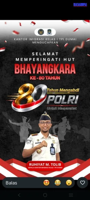 Ucapan Hari Bhayangkara Imigrasi Dumai