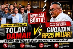 Mediasi Gugatan Rp25 Miliar Togar Situmorang Buntu, Tim Kuasa Hukum Media Tegaskan Tak Akan Berdamai: “Ini Perjuangan Kebebasan Pers”