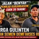 20 Tahun Jalan Kabupaten Dibiarkan Rusak, Warga Gulinten Terpaksa Patungan Semen: Pajak Wisata Puluhan Juta, Mana Perhatian Pemkab Karangasem?