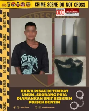 Bawa Sajam di Tempat Umum, Seorang Pria Diamankan Unit Reskrim Polsek Dentim