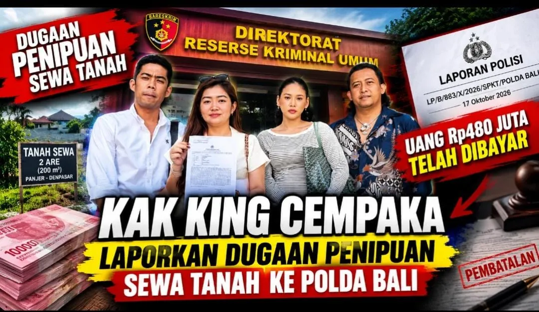 Uang Rp480 Juta Lunas, Akta Pembatalan Muncul! Kak King Cempaka Laporkan Dugaan Penipuan Sewa Tanah ke Polda Bali