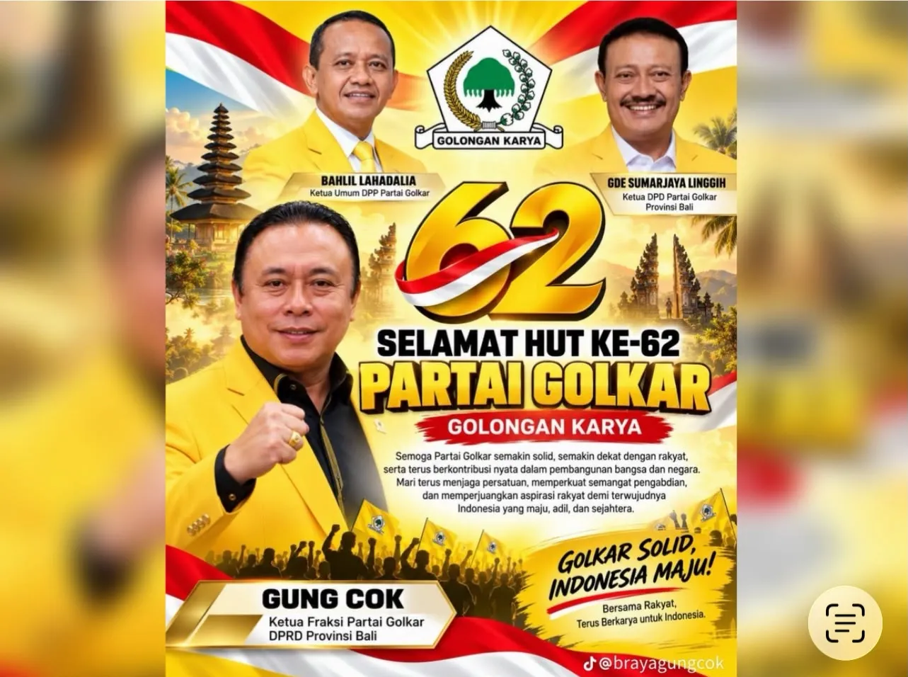 HUT ke-62 Partai Golkar, Gung Cok Tegaskan Semangat Soliditas dan Pengabdian untuk Rakyat