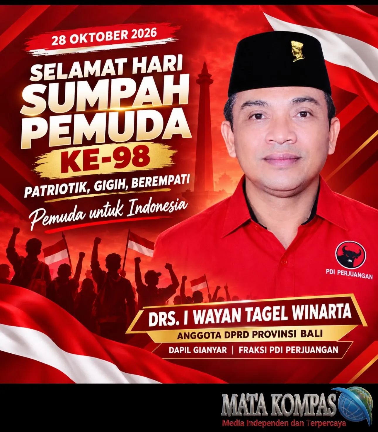 Drs. I Wayan Tagel Winarta Kobarkan Semangat Sumpah Pemuda ke-98: Patriotik, Gigih, Berempati untuk Indonesia