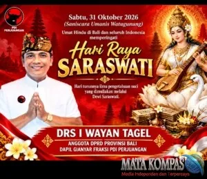 Hari Raya Saraswati 2026, Tagel Winarta Ajak Umat Hindu Jadikan Ilmu Pengetahuan sebagai Pedoman Hidup